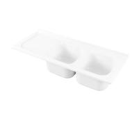 Lavello ceramica da appoggio 2 vasche + gocciolatoio cm120x50 vasca a sinistra