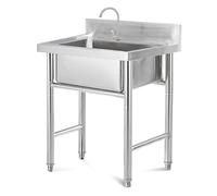 Lavello commerciale in acciaio inossidabile con 1 scomparto, lavello da cucina con bacino profondo, lavello per lavanderia, garage, bar, ristorante