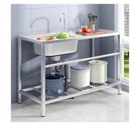 Lavello Commerciale in Acciaio Inossidabile, Lavello da Cucina Indipendente per Esterni per Ristoranti, Hotel, Garage e Lavanderia(80x42x75cm)