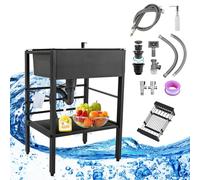 Lavello commerciale in acciaio inox 68 x 45 x 86 cm, 1 vasca, lavello da cucina con scolapiatti e set di scarico, ideale per garage, ristorante, lavanderia, rubinetto non incluso