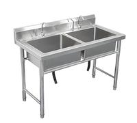 Lavello commerciale indipendente della cucina con la singola ciotola e il rubinetto per uso all'aperto e del ristorante