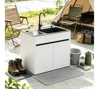 Lavello Commerciale Inox, Mobiletto Alluminio a Nido d'Ape, Kit Scarico per Ristorante, Ripostiglio e Preparazione Esterna