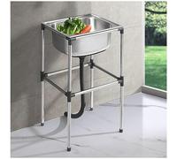 Lavello Commerciale Mobile, Lavello in Acciaio Inossidabile, Lavello Autoportante a Vasca Singola, Lavandino da Esterno No con Rubinetto, per Bar Ristorante Lavanderia Hotel e Casa (Size : 48x35x80cm