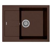 Lavello composito cucina PLADOS modello AM6510 una vasca più scolapiatti 65x50cm - Marrone