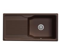 Lavello composito cucina PLADOS modello DB0991 una vasca più scolapiatti 99x50cm - Marrone