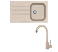 Lavello composito cucina PLADOS modello PL0861 una vasca + miscelatore monocomando Zeus AVENA