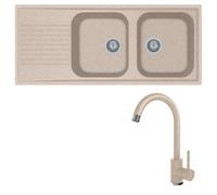 Lavello composito cucina PLADOS modello PL1162 due vasche + miscelatore monocomando Zeus AVENA