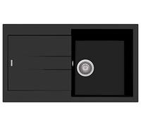 Lavello composito Plados AM8610 una vasca più gocciolatoio (Nero Matt)