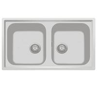 Lavello composito Plados PL0862 due vasche + tagliere legno (Bianco Polare)