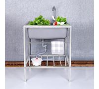 Lavello Cucin in Acciaio Inox Autoportante,Lavello in Acciaio Inox Autoportante con Banco da Lavoro Lavello da Pranzo Mobile Commerciale per Interni Esterni Spessore (Size : 58 * 43cm)