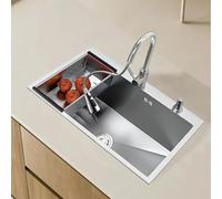 lavello cucina 1 vasca 80per50, Lavello da cucina in acciaio inox,Lavello Cucina Multifunzionale in Stile Contemporaneo con una resistenza ai graffi e un'integrità |LS|