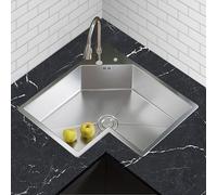 Lavello Cucina 1 Vasca Angolare Moderno, Profondo 210 mm Lavandino Cucina Bar con Doccetta Estraibile, for Lavastoviglie e Lavaggio Verdure