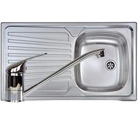 Lavello Cucina 1 Vasca Destra con Gocciolatoio Sinistro cm. 86 X 50 Acciaio Inox e Miscelatore