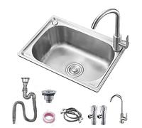 Lavello Cucina 1 Vasca, Mini Lavandino Cucina,Portatile Lavamani Installazione Da Incasso O Sottotop, Lavello In Acciaio Inox Stazione, Per Garage Giardino Camper Ristorante, Esterno, Una Lavanderia (