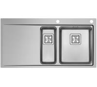 Lavello Cucina 100x52cm Olynthos Acciaio Inox 2x Foro per Rubinetto 1,5 Bacino