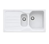 Lavello Cucina 2 Vasche con Gocciolatoio Reversibile Fragranite Bianco