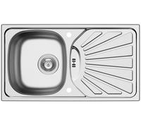 Lavello Cucina 78x43, 5cm Acciaio Inox ET78 Gocciolatoio 2x Foro per Rubinetto