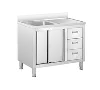 Lavello cucina - Acciaio inox - 1 vasca- Royal Catering - 100 x 60 cm RC-IKS10