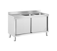 Lavello cucina - Acciaio inox - 2 vasche - Royal Catering - 500 x 400 x 300 mm RC-IKS01