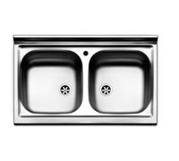LAVELLO CUCINA APPOGGIO ACCIAIO INOX DUE VASCHE APELL 80 cm