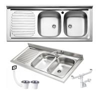 Lavello cucina appoggio Apell mod.Pisa acciaio Inox,cm.120x50, 2 vasche a destra