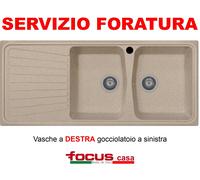 Plados Lavello Fragranite Cucina Incasso 2 Vasche con Gocciolatoio Larghezza 116 cm materiale Ultragranit colore Avena UG94 - SP1162 Serie Spazio