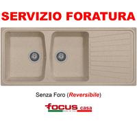 Lavello cucina Borgogna cm 116x50 2 vasche e gocciolatoio Avena Made in Italy