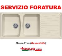 Lavello cucina Borgogna cm 116x50 2 vasche e gocciolatoio Bianco Antico