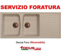 Plados Lavello Fragranite Cucina Incasso 2 Vasche con Gocciolatoio Larghezza 116 cm materiale Ultragranit colore Avena UG94 - SP1162 Serie Spazio