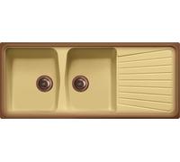 Lavello cucina Borgogna Terra di Francia 116 x 50 cm 2 vasche pilette vecchio rame e gocciolatoio Made in Italy