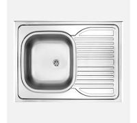 Lavello cucina da appoggio in acciaio inox con 1 vasca e gocciolatoio destro 80x60 cm finitura satinato - Tavo