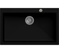 Lavello cucina Ettore Mix nero 1 vasca/vascone 79 x 50 cm piletta di scarico con azionamento automatico Made in Italy