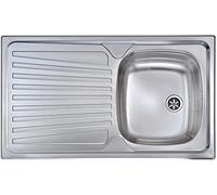 Lavello Cucina in Acciaio Inox con 1 Vasca Destra e Gocciolatoio Sinistro - Lavabo da Incasso 86x50 cm Made in Italy