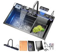Lavello cucina in acciaio inox, multifunzione, cascata, digitale
