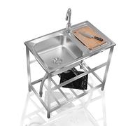 Lavello Cucina in Acciaio Inox Professionale Lavello Inox Autoportante con Banco da Lavoro Lavello da Pranzo Mobile Commerciale per lavello all'aperto con tubo flessibile per cucina campeggio ( Color