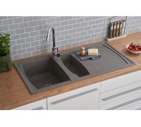 Lavello Cucina Incasso Granito Mineralite 100 x 50 Grigio respekta Boston