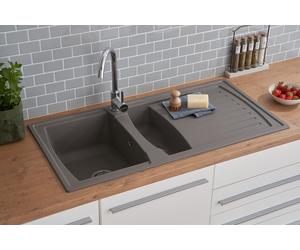 Lavello Cucina Incasso Granito Mineralite 100 x 50 Grigio respekta Boston