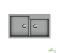 LAVELLO CUCINA INCASSO QUARZO GRIGIO CROMA 86x50 CM 2 VASCHE MODERNO LAVANDINO