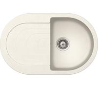 Respekta Phoenix Lavello in granito massiccio bianco/Lavello da incasso a 1 vasca da 79 x 50 cm/Lavello adatto a basi da 45 cm di larghezza