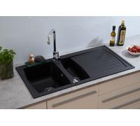 Lavello Cucina Lavello Incasso Granito Mineralite 100 x 50 Nero respekta Boston
