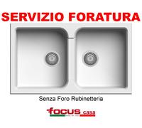 Lavello cucina Made in Italy Romeo 2 vasche cm 86x50 Bianco Assoluto