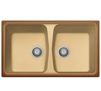 Lavello cucina Plados in materiale composito a due vasche SPAZIO 86.20 TERRA DI FRANCIA