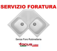 Lavello cucina Provenza Angolare cm 83x83 2 vasche Bianco Made In Italy