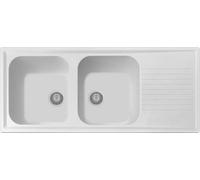 Lavello cucina Provenza bianco 116 x 50 cm 2 vasche e gocciolatoio Made in Italy