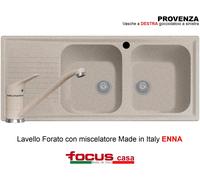 Lavello cucina Provenza cm 116x50 2 vasche destre e gocc. Avena Made in Italy