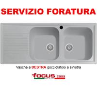 Lavello cucina Provenza cm 116x50 2 vasche e gocciolato Alluminio Made in Italy