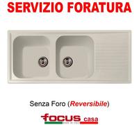 Lavello cucina Provenza cm 116x50 2 vasche e gocciolatoio Bianco Antico