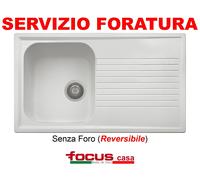 Lavello cucina Provenza cm 86x50 1 vasca e gocciolatoio bianco Made in Italy