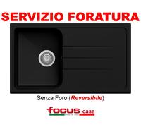 Plados Lavello Cucina Fragranite 1 Vasca Incasso con Gocciolatoio Larghezza 86 cm materiale Ultragranit colore Black Matt UG70 - PL0861 Serie Atlantic