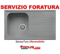 Lavello cucina Provenza cm 86x50 1 vasca e gocciolatoio titanio Made in Italy